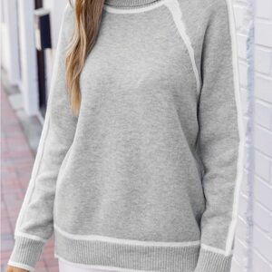Cupshe Light Gray Women's Turtleneck Sweater